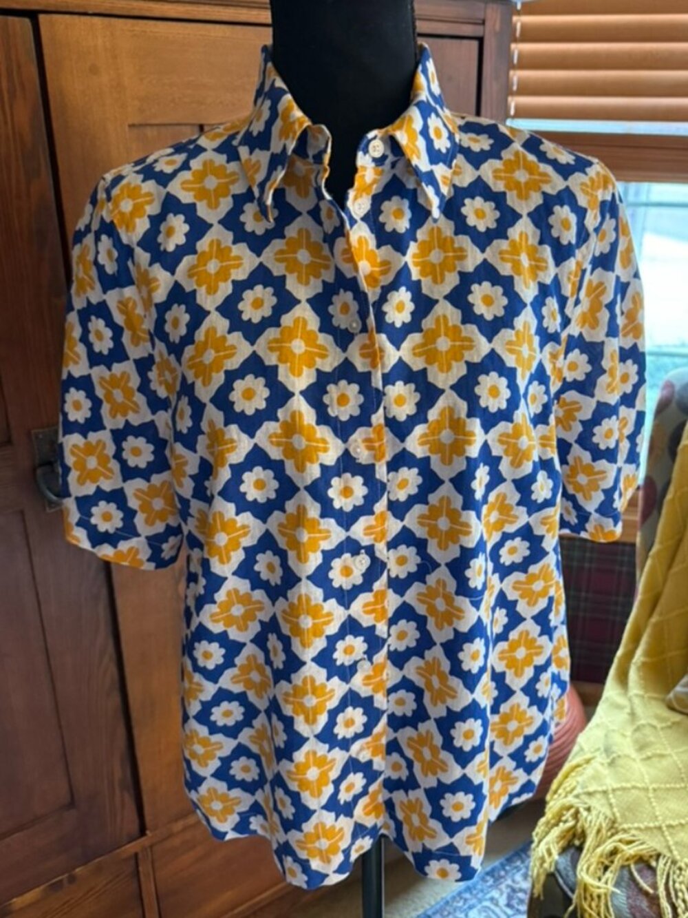 Boden Floral Print Short Sleeve Linen Crop Blouse